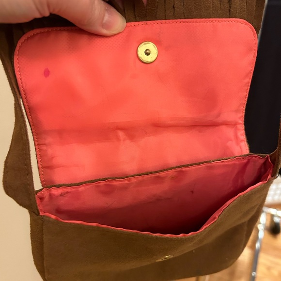 Girls Brown Purse Pink Inside - Picture 2 of 4